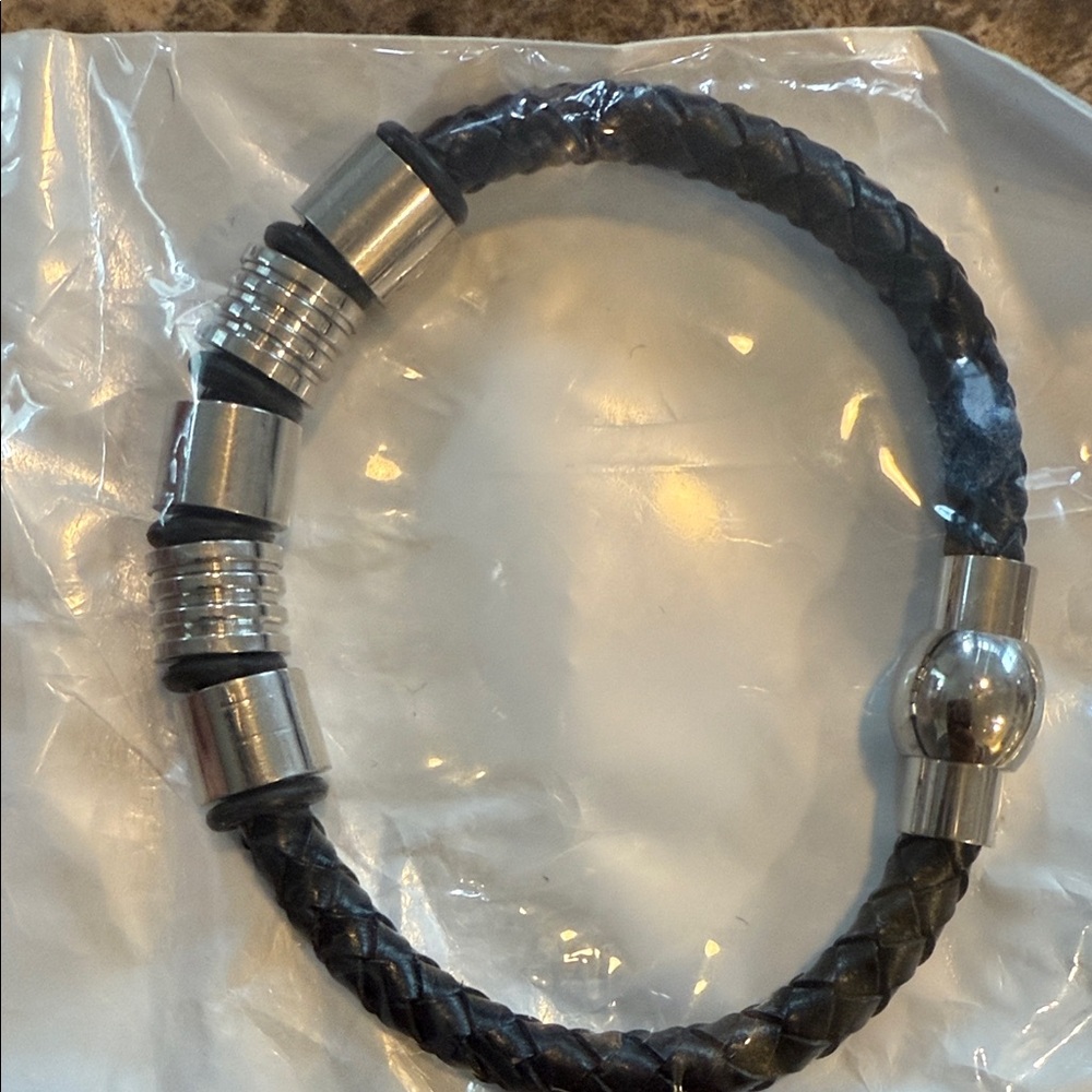 Source Unknown Black and Silver Bracelet
